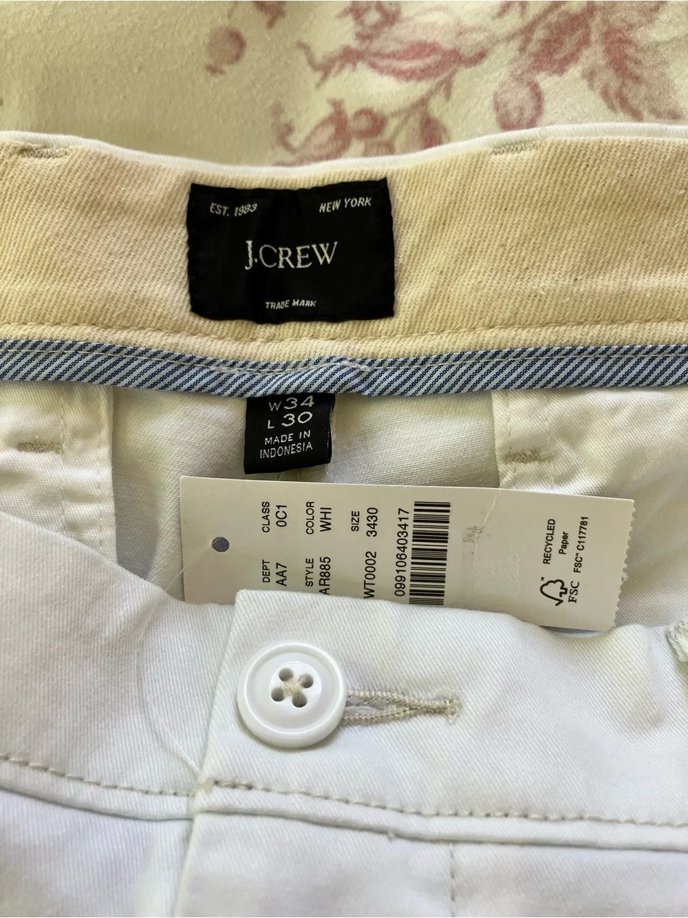 J. Crew White Stretch 484 Slim Fit Chino Pants Mislabeled Actual size 36x30